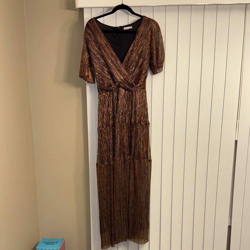 Elegant Brown Metallic Dress size medium